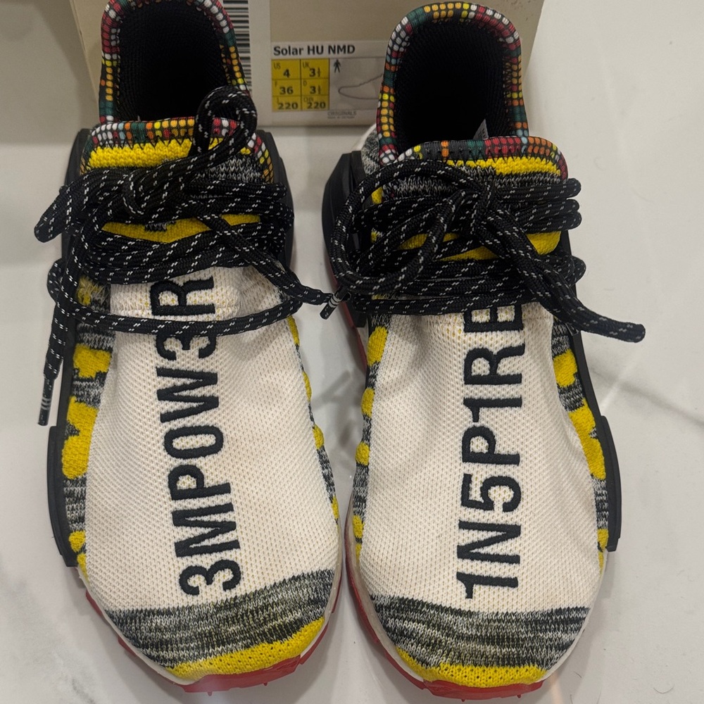 Adidas Solar HU NMD White Yellow Black Sneakers